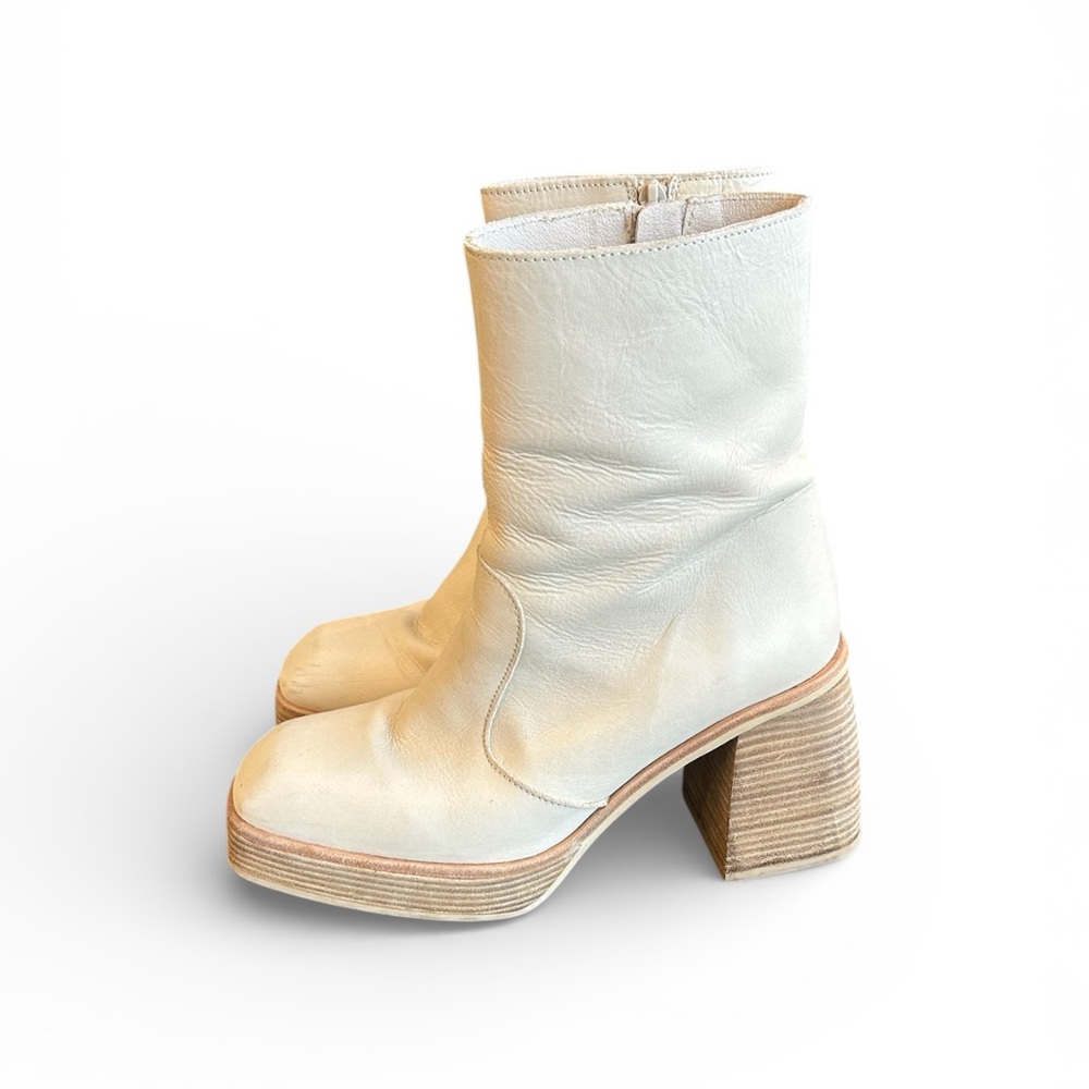 Free People Ruby Cream Platform Boot Leather Wood… - image 1